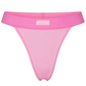 NWT SKIMS COTTON RIB THONG | size 2X | BUBBLE GUM PINK